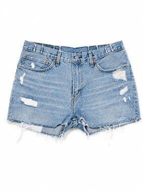 Levi's 511 Distressed Cutoff Denim Shorts Women's Size 34 High Rise Raw Hem